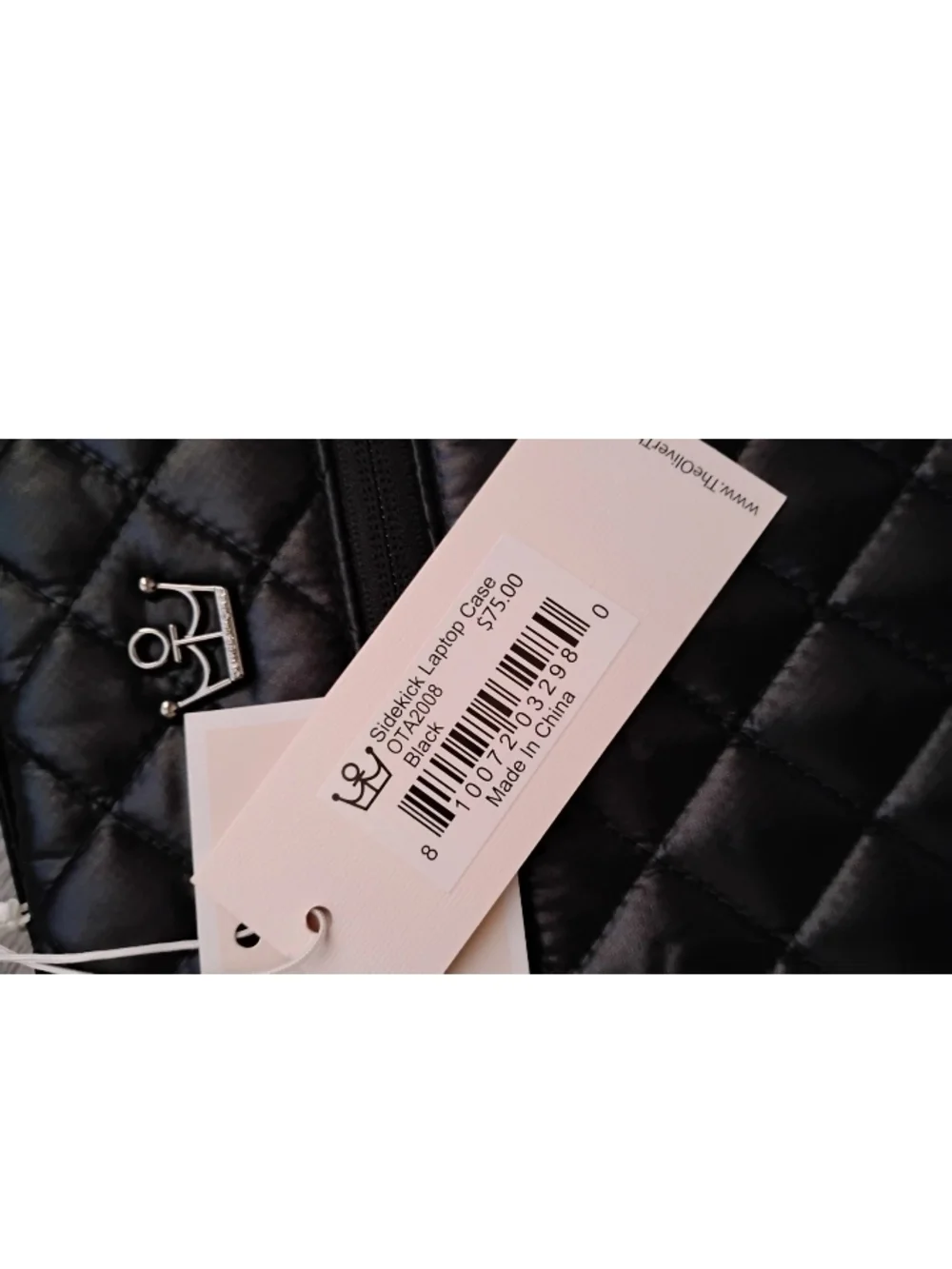 Oliver Thomas Sidekick Laptop Case Black Quilted New w/Tags